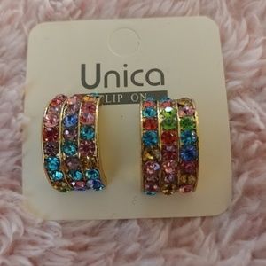 🌈 Gorgeous rainbow of color clip-on earrings 🌈